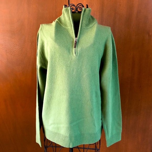J. Crew Other - J. Crew green lambs wool crewneck 1/4 zip men’s sweater